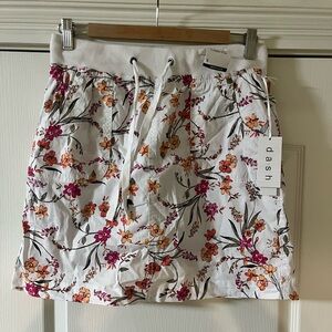 White Floral Mini Skort - Pink, orange and green New